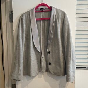 GAP Women's Light Gray Blazer with Satin Lapel